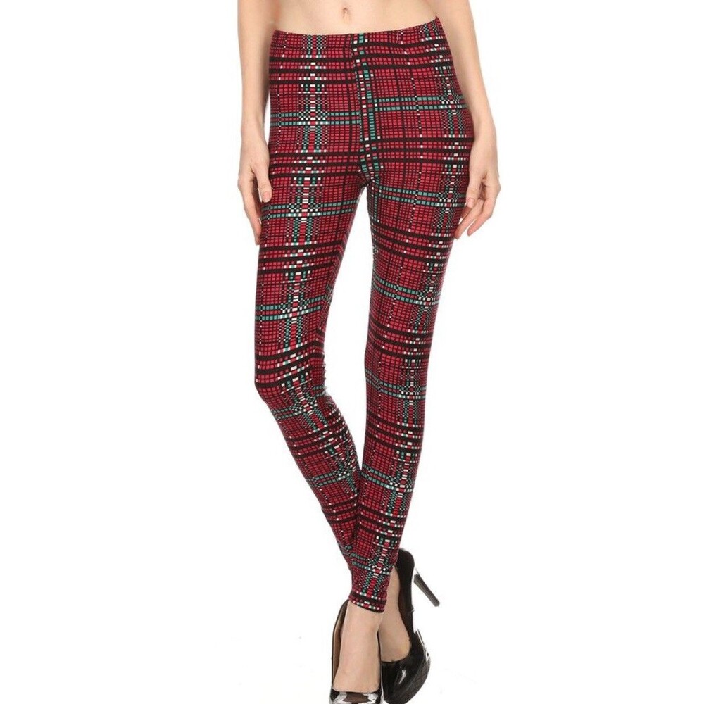 Pixel Hot, Pink, Green & White. Buttery Soft Leggings - Women's One Size 2-12